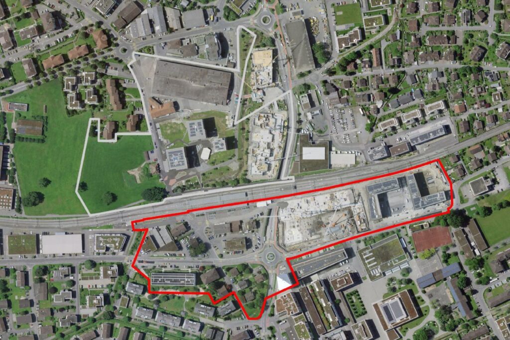 Bahnhofzone Zentrum Horw, Luftbild Perimeter Ost und West