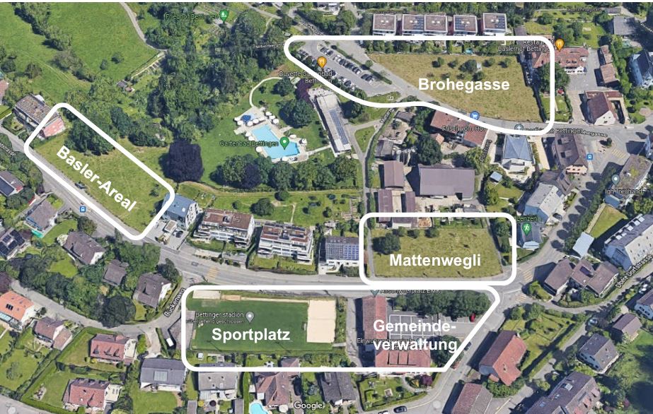 Schlüsselareale in Bettingen. Basel-Stadt