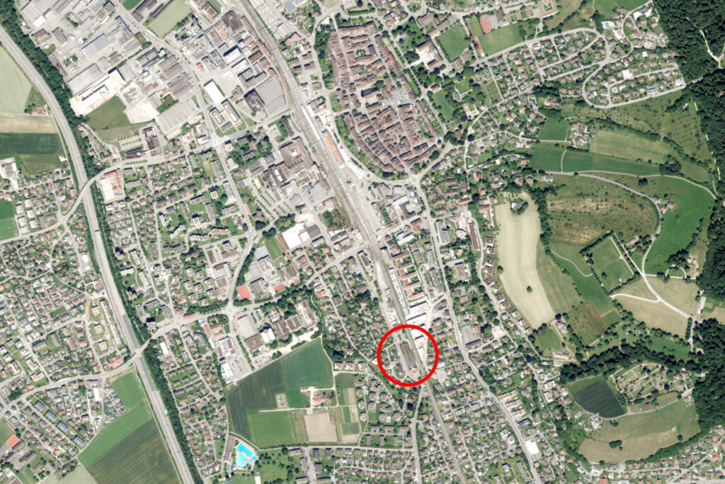 Luftbild mit Perimeter Frikartpark in Zofingen