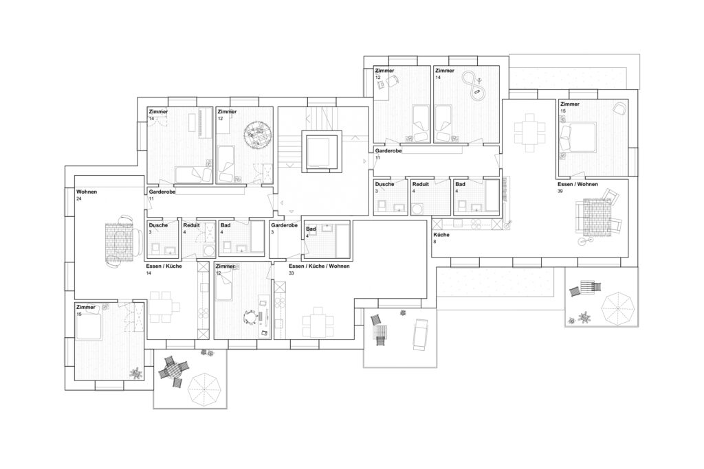 Grundriss möbliert Haus A 3. OG