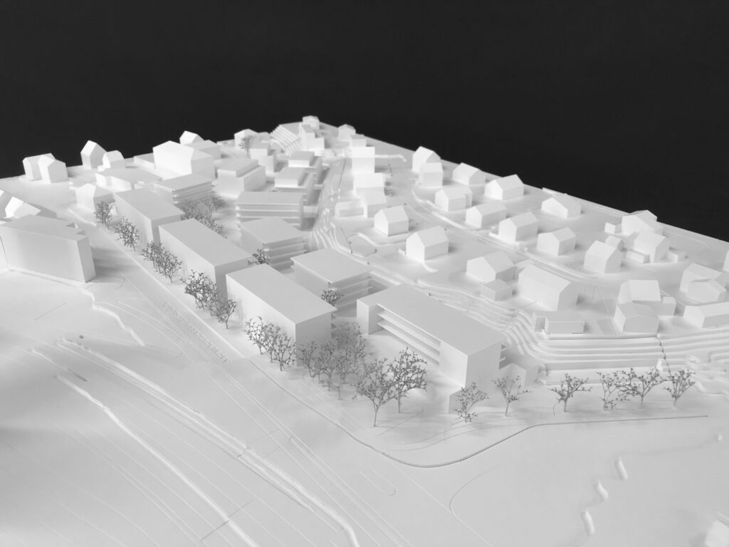 Möriken-Wildegg, Modell des Richtprojekts für die geplante Bebauung