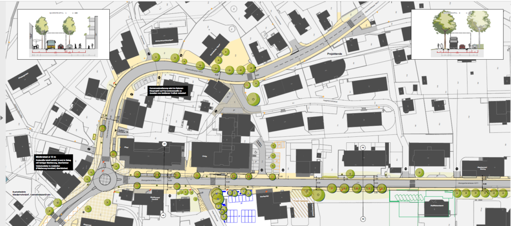 Niederrohrdorf, Ausschnitt aus Plan für neue Ortsdurchfahrt 2013