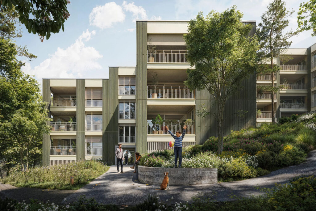 Visualisierung Hauseingang Wohnüberbauung Häfelerhau