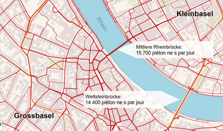 Les plans de charge du trafic piéton peuvent être consultés sur le portail de Metron map.metron.ch.