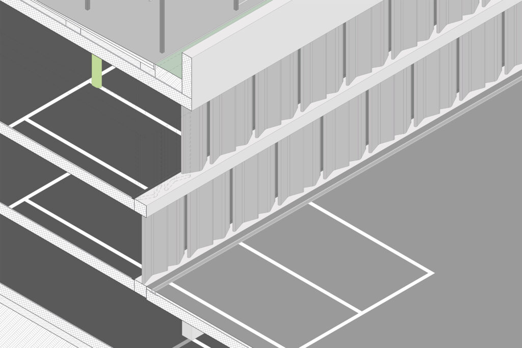 Axonometrie der Fassadenkonstruktion