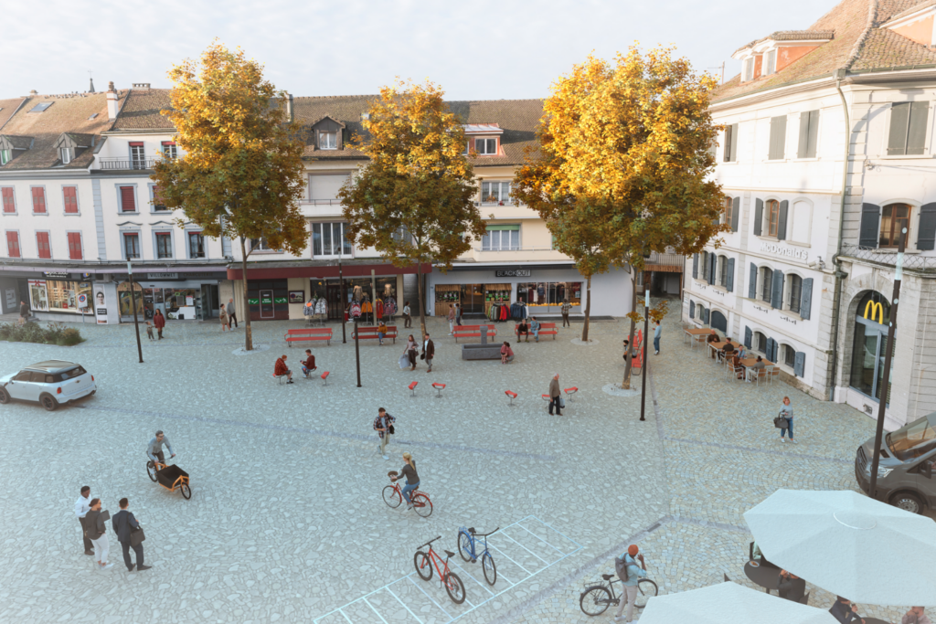 Visualisierung der Neugestaltung mit Piazza in Payerne (Route de Lausanne)
