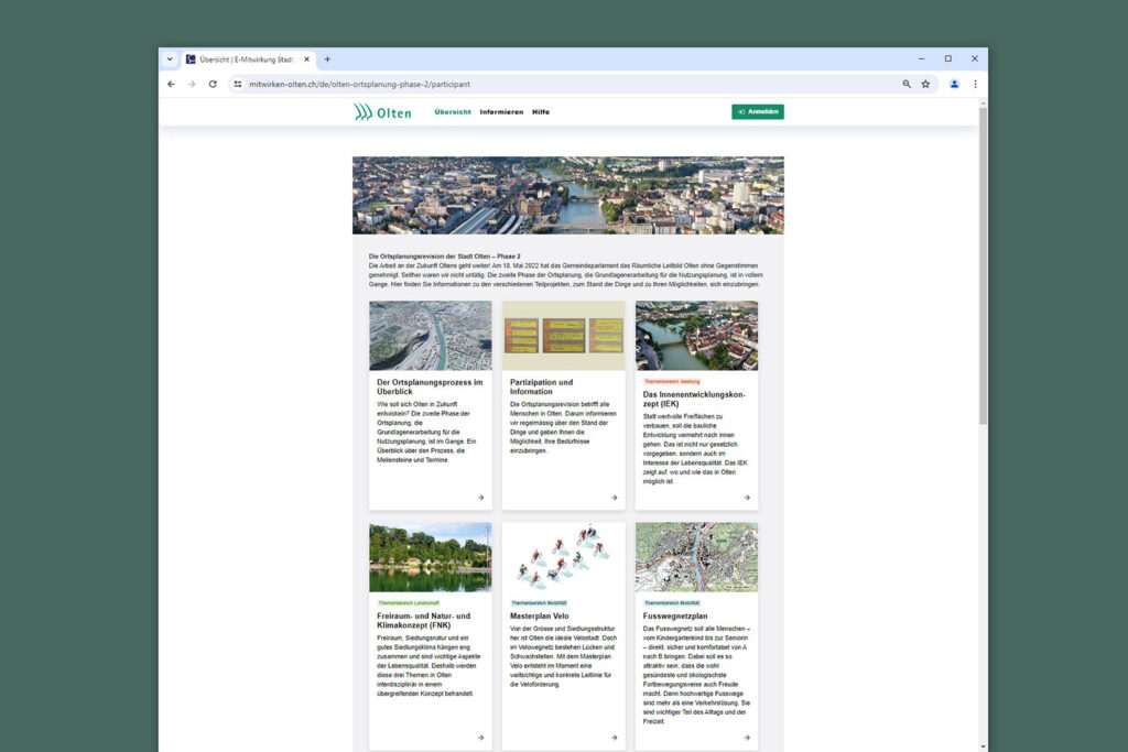 Die Website zur Ortsplanungsrevision Olten: Eine komplexe Planung einfach erklärt