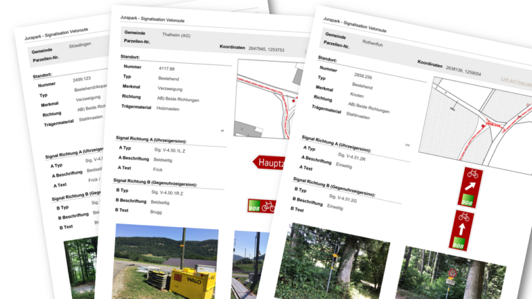 Les fiches de données des emplacements de signalisation peuvent être consultées sur la carte web.